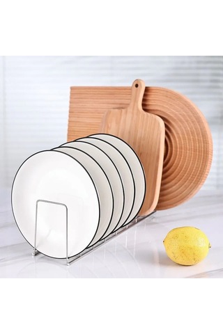 Shineyee Güncel Çelik Mutfak Rakası - Tencere, Tabak, Kase İçin 30.3x10.5x2.5cm - Silver - Raylı Montajlı Süzgeçli Tutucu Gümüş