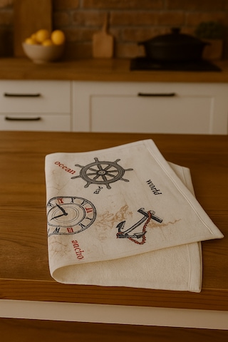 Kitchen Dijital Baskı Pamuklu Tekli Mutfak Havlusu Açık Yeşil