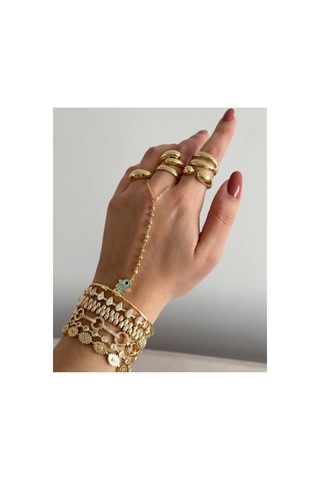 Lunarie Kalın Dome Chunky Yüzük Seti 14k Gold Ayarlanabilir Altın