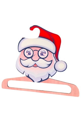 Dijital Baskılı Ahşap Elbise Askısı Noel Babalı Kırmızı