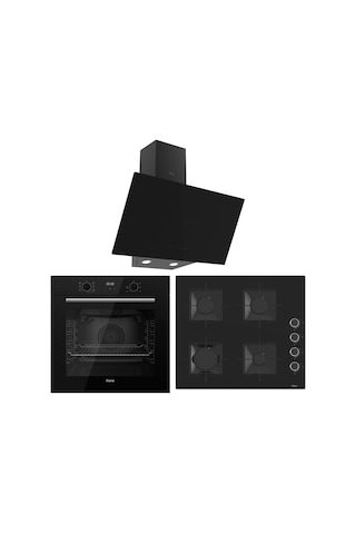 Ferre Flowart QBL63CS - SS205 - D077 Dijital Turbo Ankastre Set Siyah