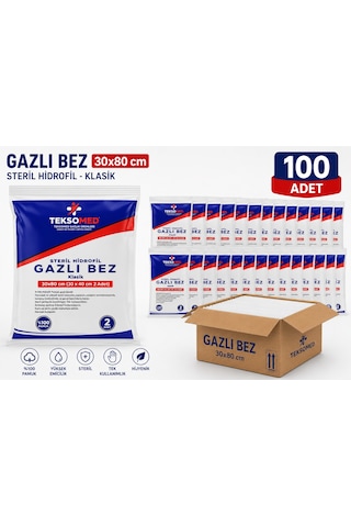 Teksomed 30x80 Steril Gazlı Bez 100 Adet