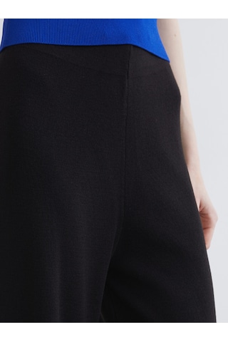 Lcw Modest Siyah Beli Lastikli Geniş Paça Kadın Triko Pantolon