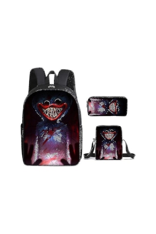 Poppy Playtime Okul Çantası Çocuk Sırt Çantası Veya Öğle Yemeği Çantası Veya Kalem Çantası Veya Çocuklar İçin Üç Parçalı Set Hediyeleri Diğer