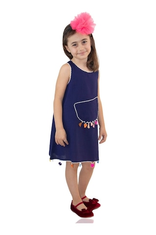 Mine Şile Bezi Çocuk Elbise Lacivert Lcvt