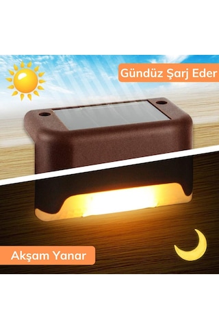 Solar Güneş Enerjili Şarj Edilen Köşebent Merdiven Veranda Bahçe Yolu Led Lamba Işık 4 Adet Beyaz