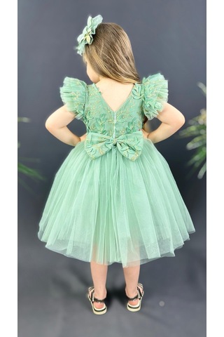 Mnk Baby & Kids Kız Çocuk Nakışlı Tütü Etek Elbise Mnk0578 Yeşil