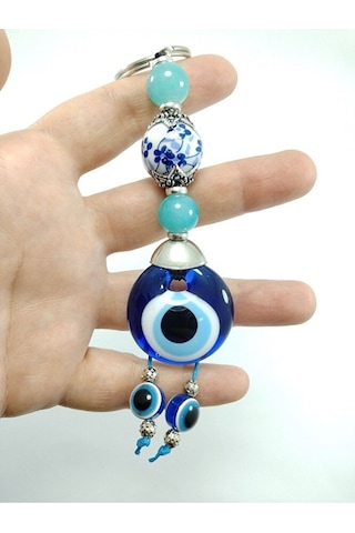 Nazar Boncuğu Anahtarlık / Araba Dikiz Ayna Süsü El Yapımı Cam Kü
