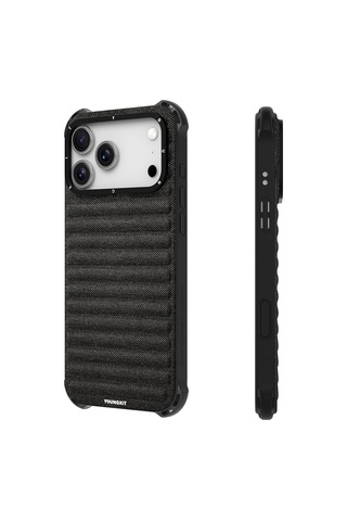 Apple Uyumlu iPhone 17 Pro Kılıf M-safe Şarj Özellikli Youngkit Canvas Serisi Kapak Siyah Siyah