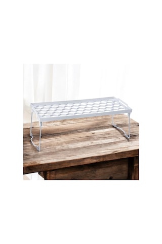 Plastik Metal Ayaklı Dikdörtgen Mini Raf Düzenleyici Organizer Beyaz