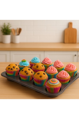 12 Li Muffin Kek Kalıbı Siyah