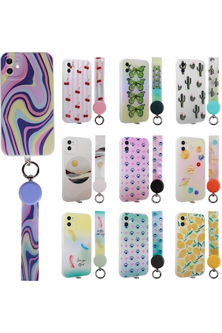 Apple Uyumlu iPhone 11 Uyumlu Desenli El Askılı İpli Zore Arte Silikon Kılıf-no6 NO6 -