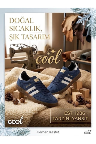 Cool Kids Genç Unisex Kışlık Su Geçirmez Kaydırmaz Hafif Kauçuk Taban Rahat Deri Spor Ayakkabı Lacivert