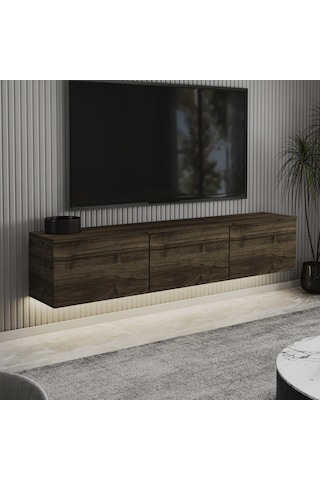 Neon Led Işıklı Duvara Monte,3 Kapaklı Tv Ünitesi,tv Sehpası Sandık Ceviz - İstanbul Ceviz İstanbul Ceviz