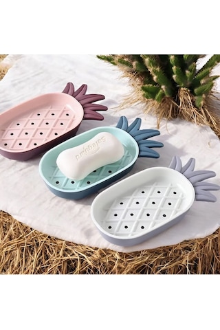 Harmony Ans-07 Ananas Figürlü Süzgeçli Katı Sabunluk Su Tutmaz Katı Sabunluk Lavabo Üstü Sabunluk 1 Adet Renkli