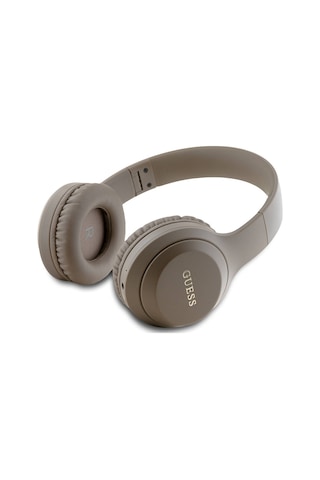 Guess Klasik Logo Lisanslı Katlanabilir Ayarlanabilir Metal Klasik Logolu Kulak Üstü Bluetooth Kulaklık Kahverengi
