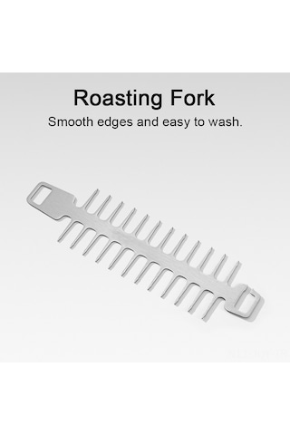 Youmex Paslanmaz Çelik Balık Kılçığı Şekilli Mangal Çatalı - Kamp Ve Piknik İçin Pratik Bbq Aksesuarı Gümüş - Mor