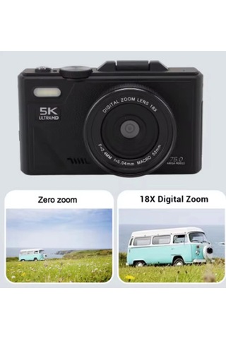 5k 75mp Hd 18x Zoom, Flaşlı,3.0 İnç Ekranlı Fotoğraf Makinesi