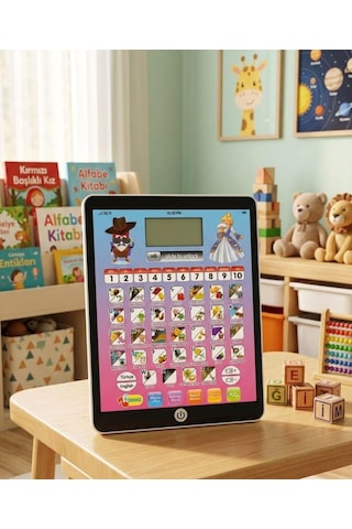 Sesli Pilli 100 Fonksiyonlu 2in1 Eğitici Tablet Türkçe & İngilizce Alfabe Eğitici Oyuncak