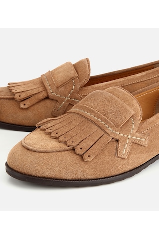 Hotiç Kadın Süet Deri Vizon Püskül Detaylı Klasik Loafer