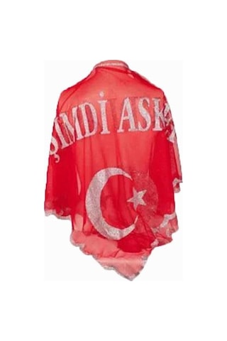 Single Sword "o Şimdi Asker" Yazılı Kırmızı Asker Şalı Çok Renkli