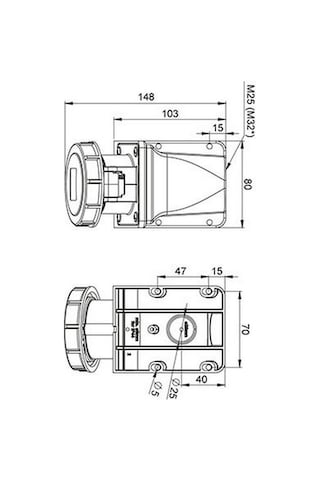 Mete Enerji 4x16a. Ip67 Duvar Prizi -eğik Gövdeli-vidalı Bağlı 406606v