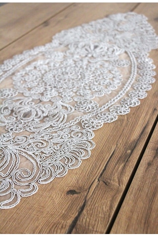Dantel Kordon Örme Detay Masa Runner Fiskos Örtüsü 100x35 Cm 1007-dantel