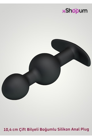 xShopum 10,4 Cm Çift Bilyeli Boğumlu Silikon Anal Plug