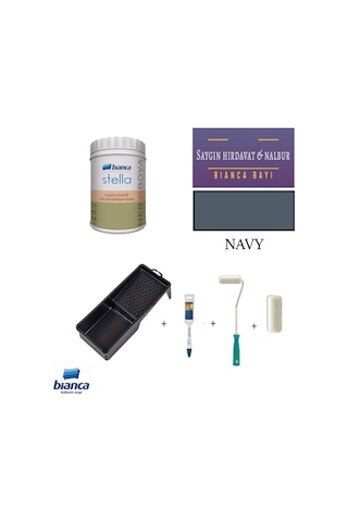 Stella Yeni Nesil Dönüşüm Boyası 1 lt Dolap Boyama Seti Navy Diğer Navy