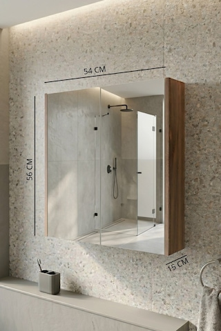 Karen Banyo Lila Banyo Dolabı, Üst Modül, Aynalı Dolap Gümüş