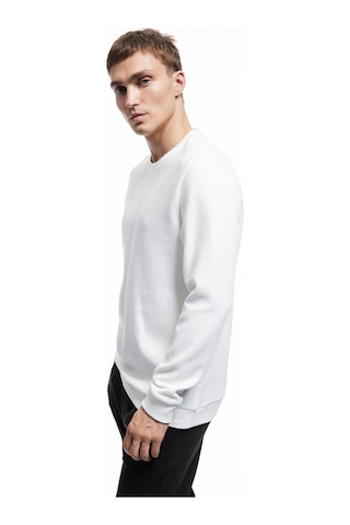 Koton Pamuklu Uzun Kollu Dokulu Basic Bisiklet Yaka Sweatshirt Ekru 7wam70014mk