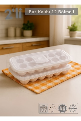 2'li Set Buz Kalıbı 12 Bölmeli Esnek Silikon Buz Küpü Bpa Free Yuvarlak Bas Parmak Buzluk Çapı 3,5 Cm Pembe Pembe