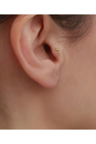 14 Ayar Altın Taşsız Denizci Tragus Piercing Sarı Altın