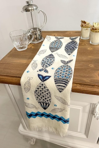 5'li Saçaklı Pamuklu Baskılı Havlu Seti 40x60 Cm El Yüz Mutfak Havlusu Yumuşak Desenli Su Emici Set Set 5 Çok Renkli