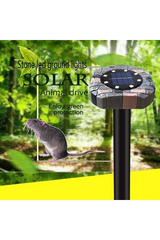 Geeroyoo 2'li Paket Güneş Enerjili Ultrasonik Gönüllü Kovucu, Led Toprak Lambası, Beyaz Işık, 200-400 M² Kapsama Alanı, Ip44 Su Geçirmez