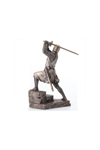 Merdiven Üstünde Çift El Kıl Ç Savuran Tapınak Şövalyesi Heykel Biblo Dekor