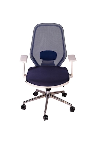 Ofisbazaar Dali Beyaz Fileli Çalışma Koltuğu Ergonomik Şef Ve Toplantı Koltuğu Lacivert Lacivert