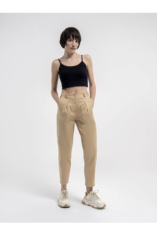 Slouchy Fit Kadın Pantolon Bej