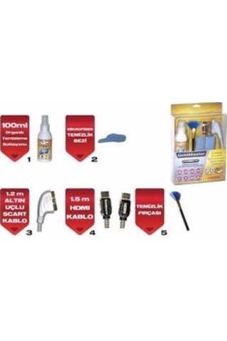 Goldmaster Combo 41 Temizlik Seti + Gold Uçlu Hdmı Kablo + Gold Uçluscart + Fırça 6545095