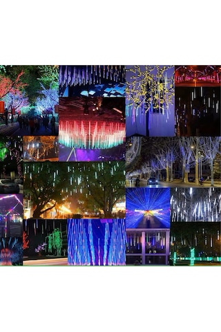 50cm Rgb Led 2mt. Meteor Yılbaşı Aydınlatması Yağmur Kar Efekti Tüp Su Geçirmez Parti Çıbık Işık Eklenebilir 6w 2m