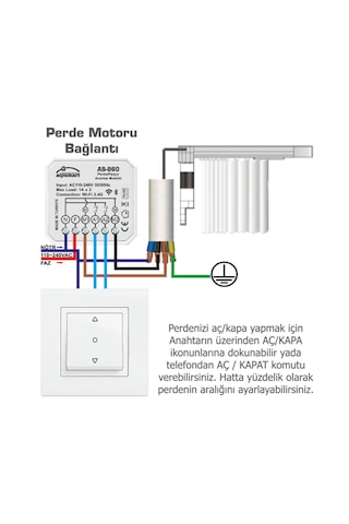 Alpsmart As-860 Akıllı Wi-fi Perde Anahtarı Modülü Tuya Uyumlu