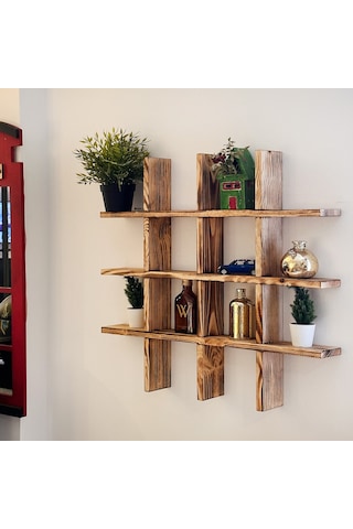 Ahşap Duvar Rafı Biblo Rafı Kitaplık 5034