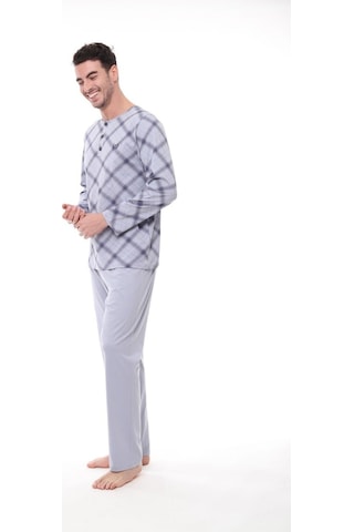 Pijadore 1407 Erkek Büyük Beden Uzun Kollu Kareli Düğmeli Pijama Takım 001