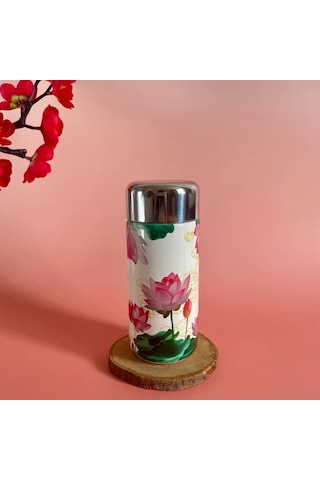 Techbloom Sunflower 260ml 8 79oz Mini Termos Mug Çiçek Desenli Paslanmaz Çelik Seyahat Bardağı