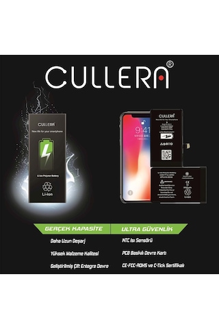 Cullera Apple Uyumlu iPhone X  Güçlendirilmiş Batarya Pil-3210 Mah