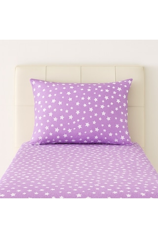 Lionas Desenli 120 X 200 Cm Ara Ölçü Lila Yıldız Lastikli Çarşaf Ve Yastık Kılıfı Lila