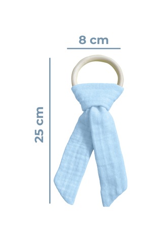 Pamuk Muslin Bebek Diş Kaşıyıcı Yıkanabilir Ahşap Mavi