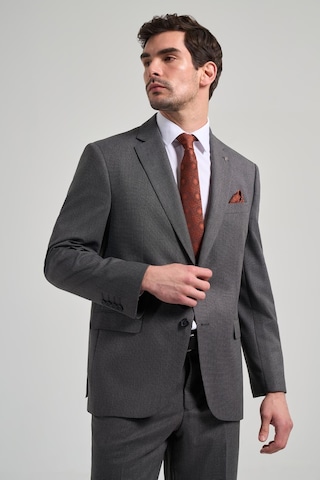 İmza Kendinden Desenli Bez Ayağı Mono Yaka Tam Astar Esnek 4 Drop Comfort Fit Takım Elbise 1001250169 Füme