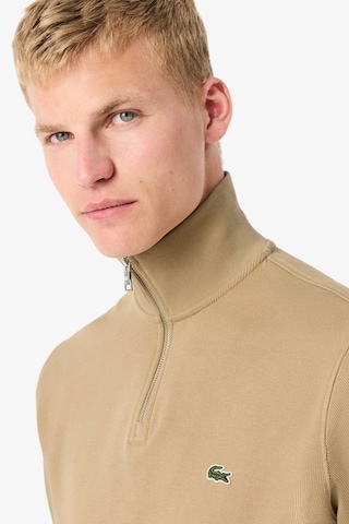 Lacoste Men's Classic Fit Neck Zip Sweatshirt Yarım Fermuarlı Yüksek Yaka Pamuklu Sweatshirt Bej