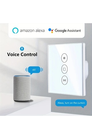 Xuweiwei Enterbon Akıllı Wifi Perde Anahtarı Led Aydınlatmalı Alexa Google Home Uyumlu Uzaktan Kontrol 110-240v